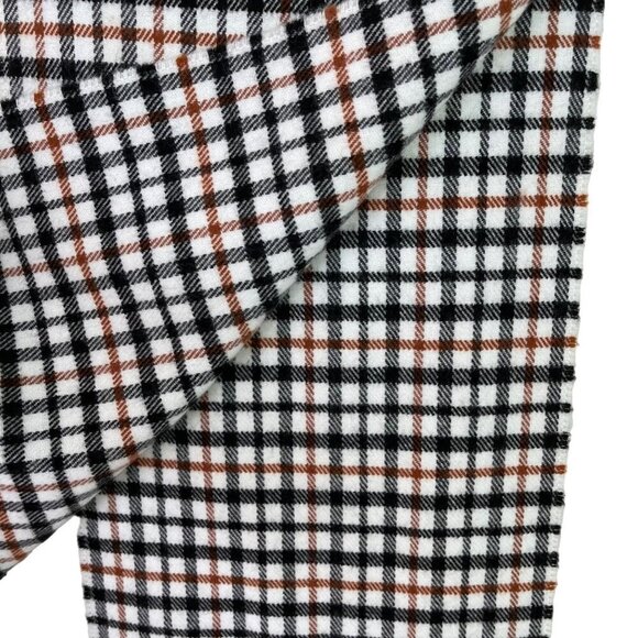Lambswool Womens Scarf Plaid Made In Italy Fringe White Black Brown Rectangle - Picture 2 of 11